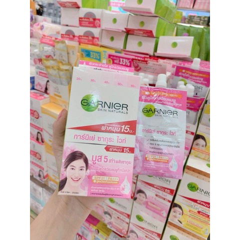 Kem dưỡng 6 tuýp dưỡng trắng da mặt garnier skin naturals màu hồng chính hãng thái lan 7 ml