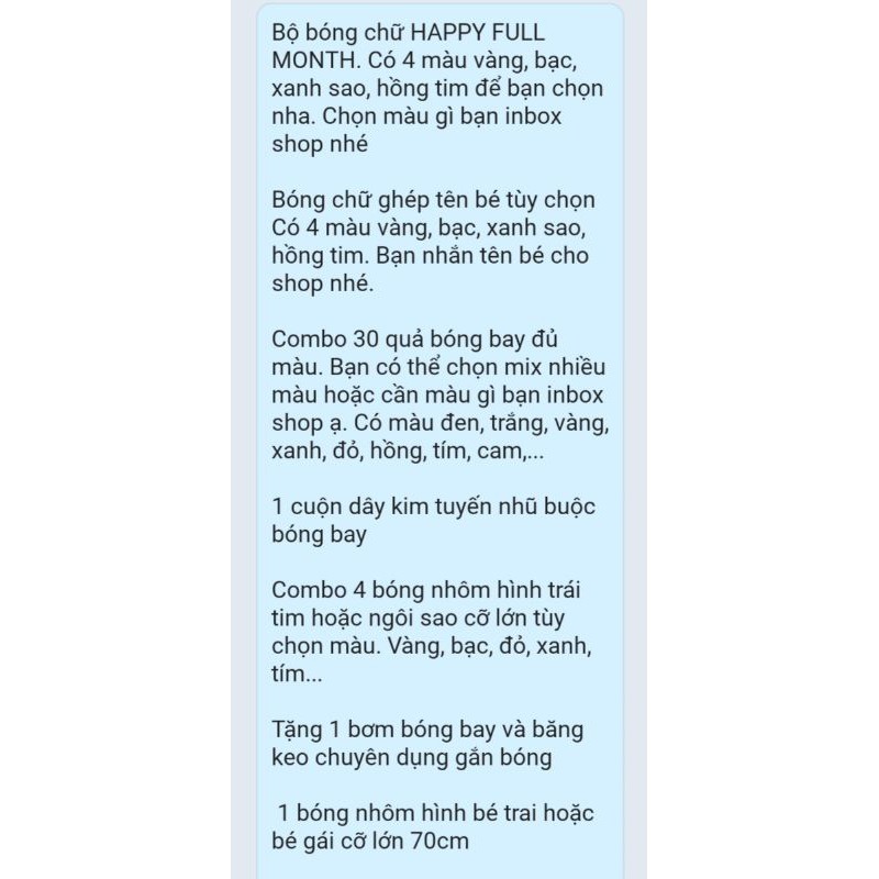 SET BÓNG SINH NHẬT ĐẦY THÁNG CHO BÉ