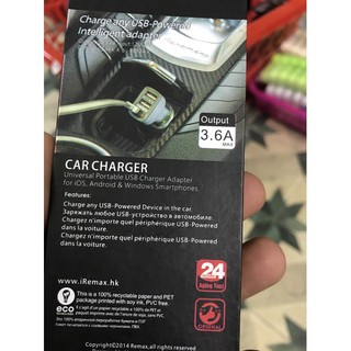 [Hot] [Mã FreeShip 50k] Củ sạc ôtô 3 cổng USB Max 3.6A Remax CC-301 [Số 1 KV]