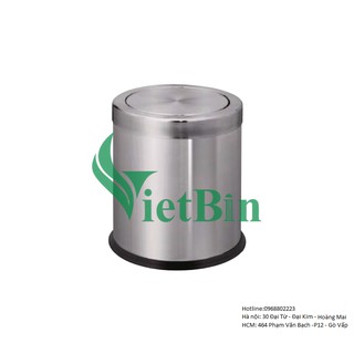 Thùng rác inox văn phòng tròn nắp lật giá rẻ