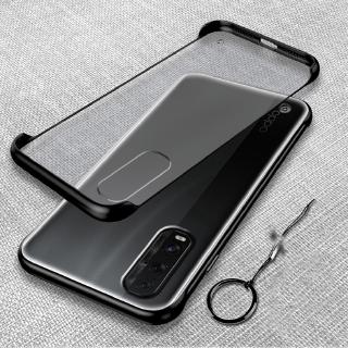 Ốp điện thoại không khung trong suốt cứng nhám có vòng đeo kim loại cho OPPO Find X2 Pro