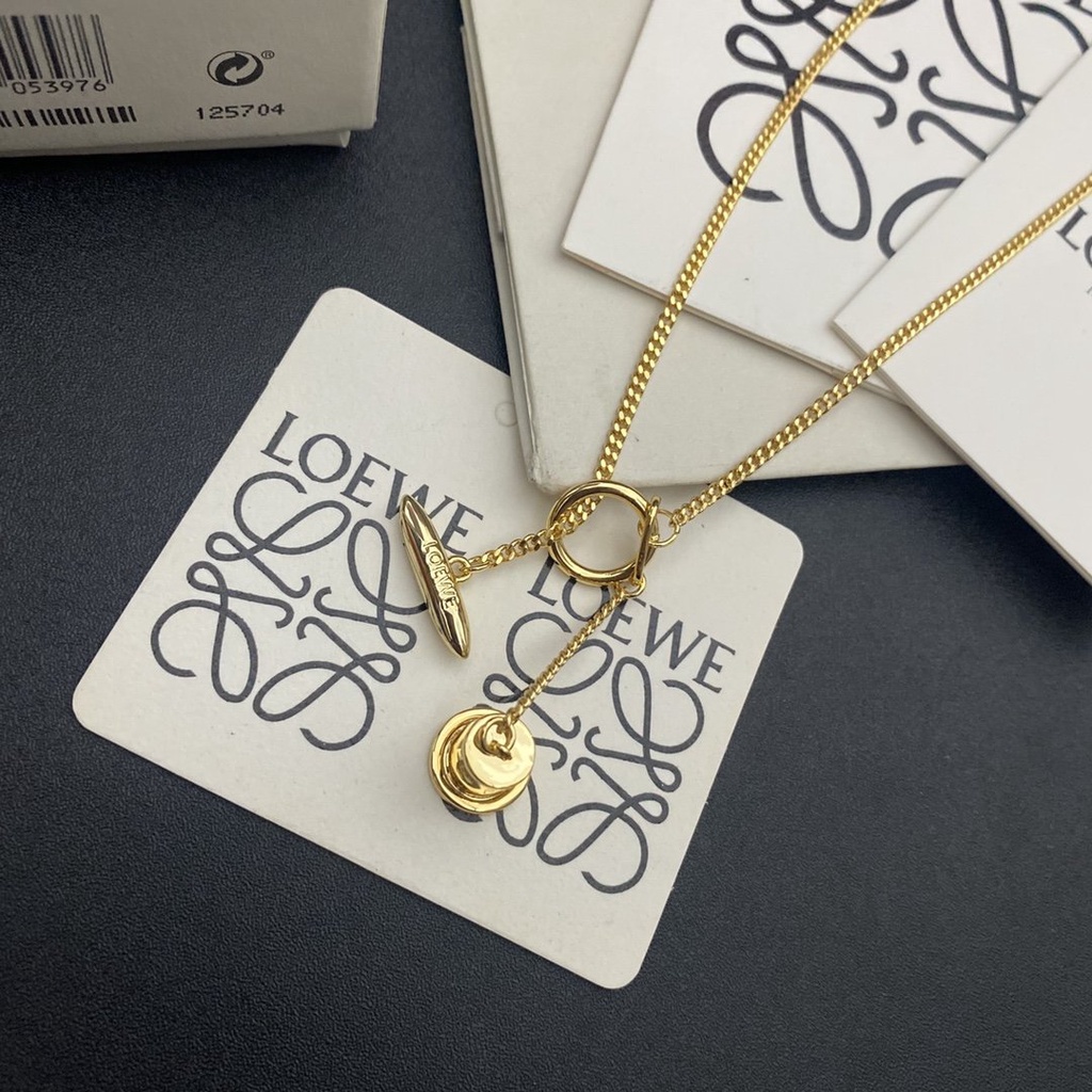 LOEWE Vòng cổ Mặt Chữ L Đơn Giản Phong Cách Hàn Quốc Cho Cặp Đôi