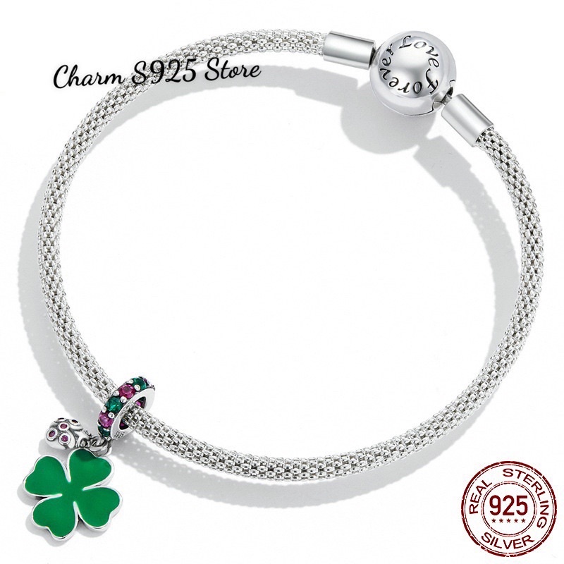 CHARM TREO CỎ 4 LÁ BẠC S925 CAO CẤP CHÍNH HÃNG