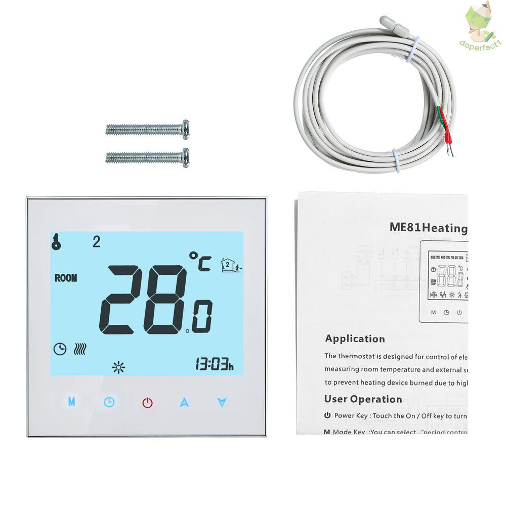 THP1000-UHPW Electric Heating Thermostat Smart WiFi Digital Temperature Controller Tuya/SmartLife APP Control Backlit LCD Display Programmable Voice Control Compatible with Amazon Echo/Google Home/Tmall Genie/IFTTT 16A AC95-240V