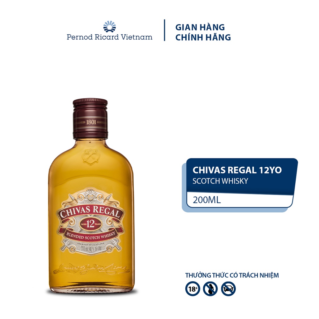 Rượu Chivas Regal 12YO Nồng Độ Alc 40% 200ml [Whisky] không hộp