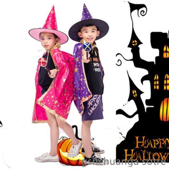 Set Đồ 2 Món Hóa Trang Phù Thủy Halloween Cho Bé