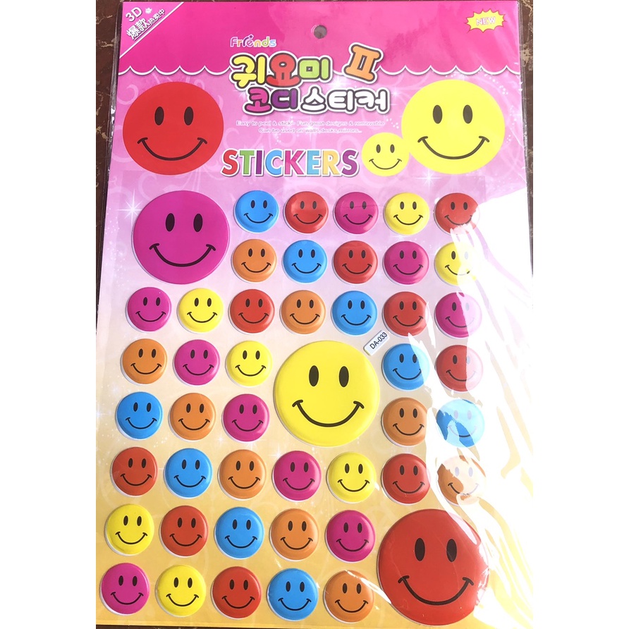 Sticker hình dán icon cảm xúc mặt cười dễ thương nhiều màu