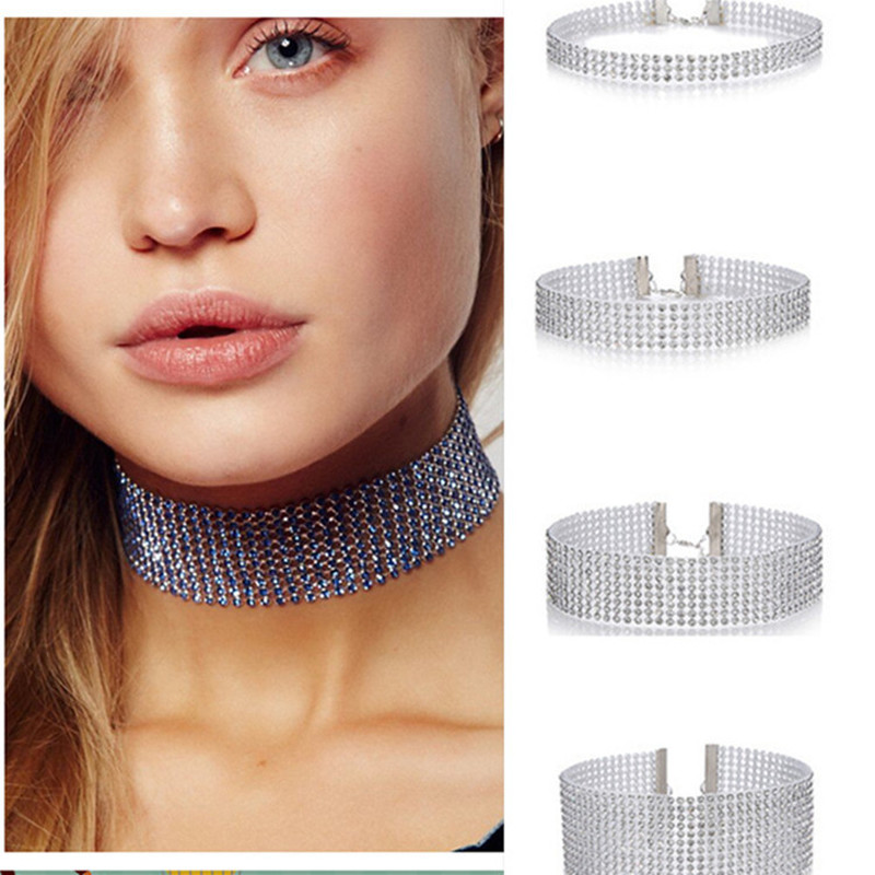 Vòng cổ choker đính đá pha lê đơn giản thời trang cho nữ