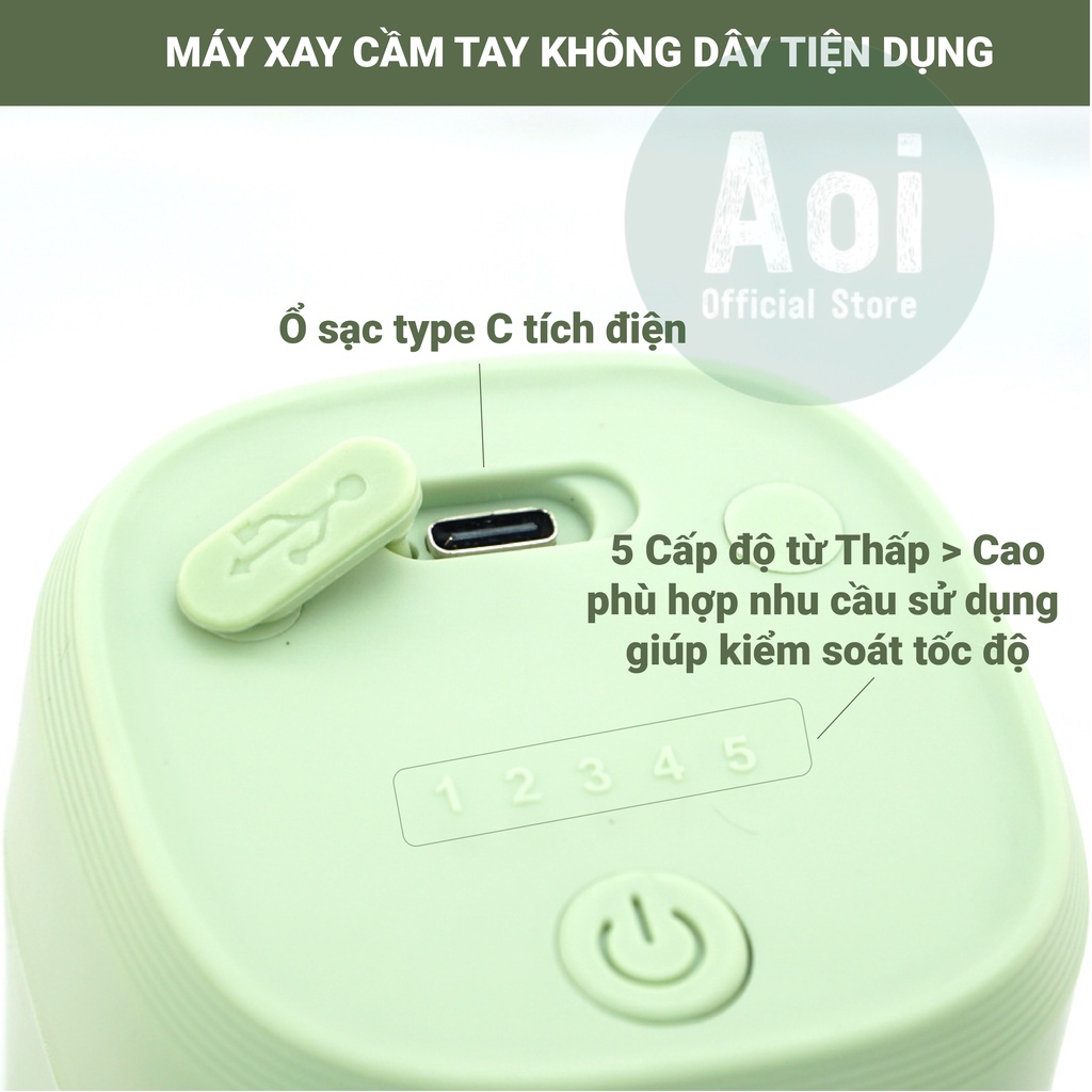 Máy Xay Cầm Tay Đa Năng 5 Cấp Độ - Máy Đánh Trứng, Trộn Bột, Xay Tỏi Ớt - Aoi Official Store