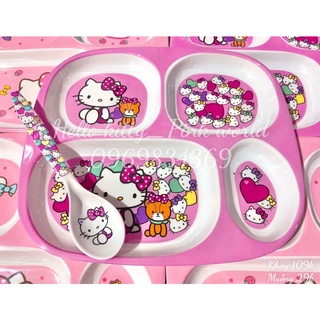 Khay kèm muỗng hello kitty