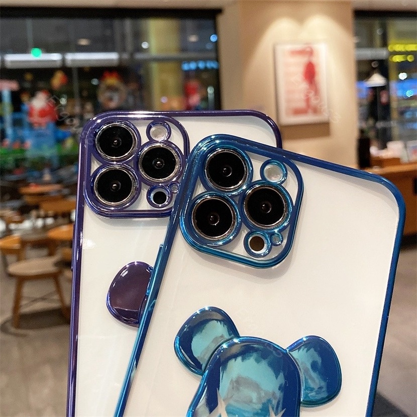 Ốp điện thoại họa tiết gấu ba chiều thích hợp cho iPhone 14 13 12 11 Pro Max SE2020 X XR Xs 7 8 Plus