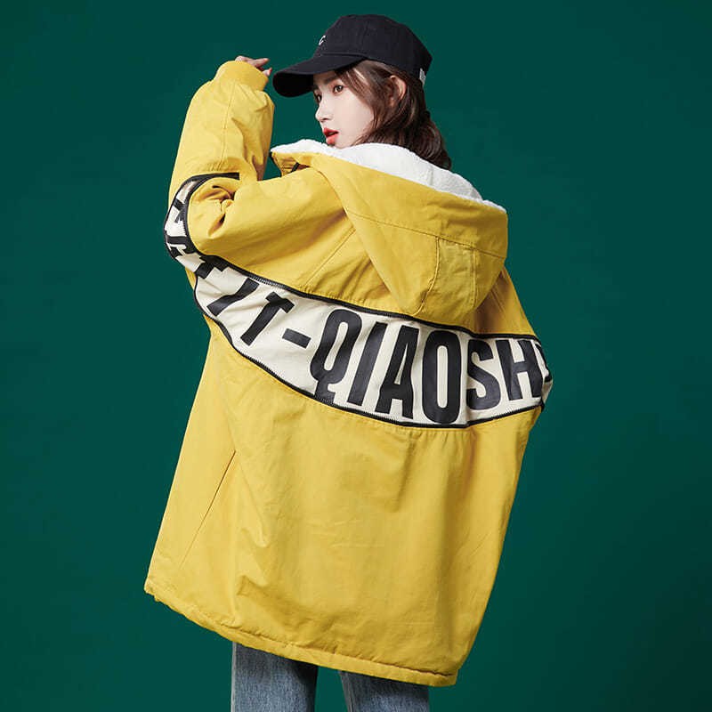 Áo Khoác Có Mũ Bằng Lông Cừu Dày Dặn Phong Cách Hàn Quốc 2020 Cho Nữ