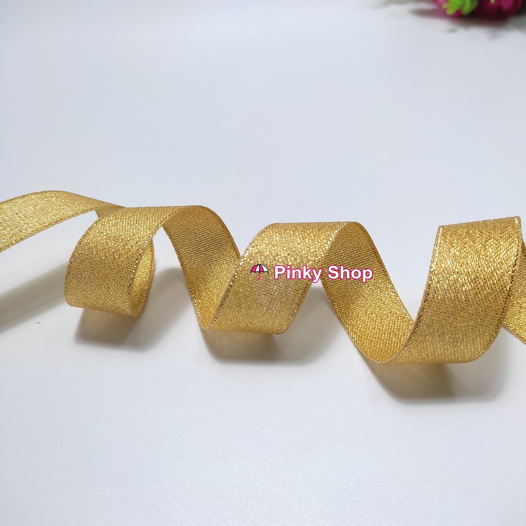 Ruy băng viền kim tuyến 2cm loại tốt nhiều màu giá rẻ gói quà, trang trí decor, làm phụ kiện handmade Pinky Shop