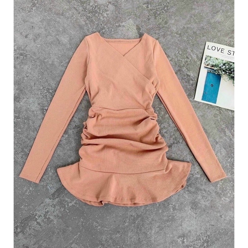 Đầm Thun Porip Cổ Chéo Dài Tay | BigBuy360 - bigbuy360.vn