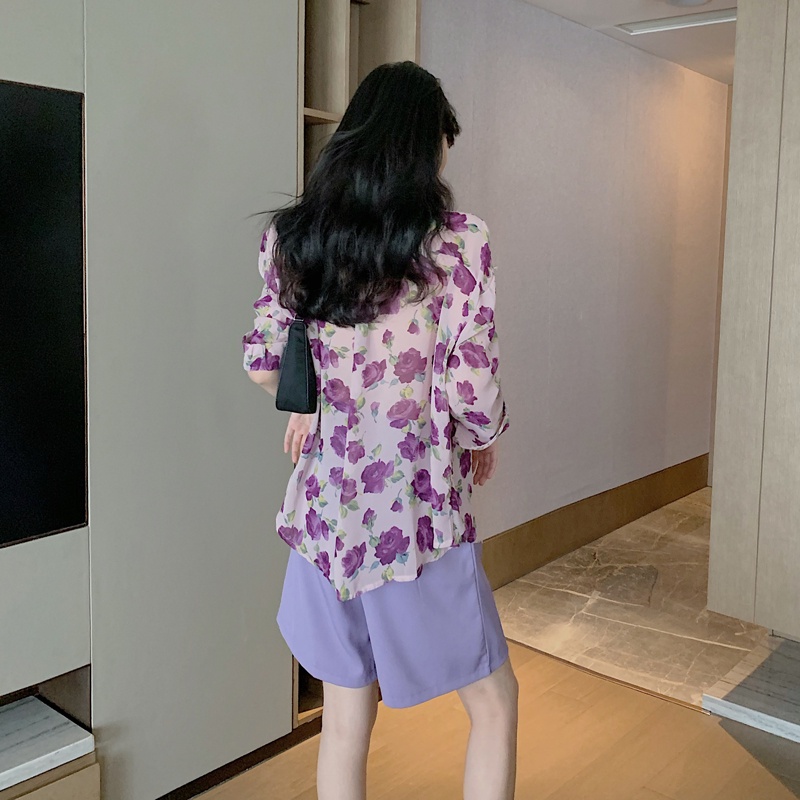 Áo Sơ Mi chiffon Dài Tay Màu Tím Thiết Kế Mới Thời Trang Theo Phong Cách Hàn Quốc Cho |