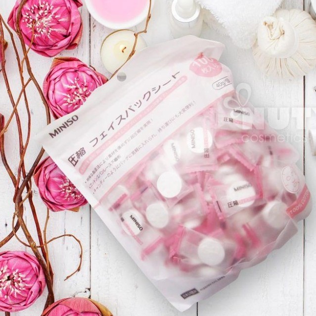 [Có sẵn] Gói 100 viên mặt nạ nén Miniso hàng Nhật