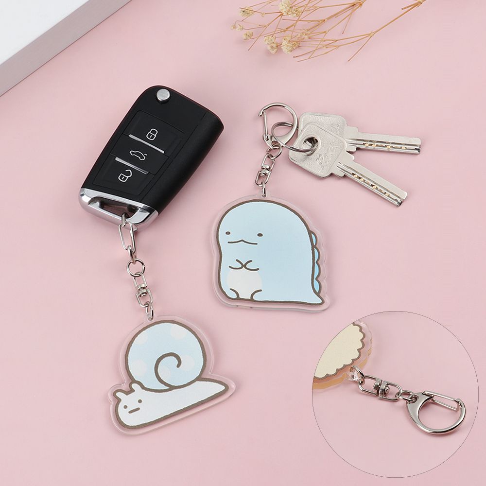 Móc khóa trang sức thời trang móc khóa hình nhân vật Sumikko Gurashi hai mặt bằng acrylic trong suốt