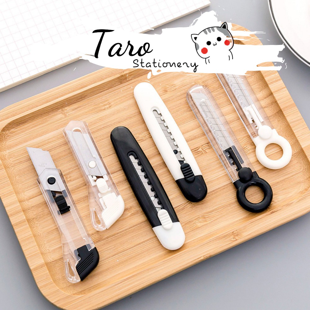 Dao rọc giấy Mini trong suốt loại tốt D02 Taro Stationery