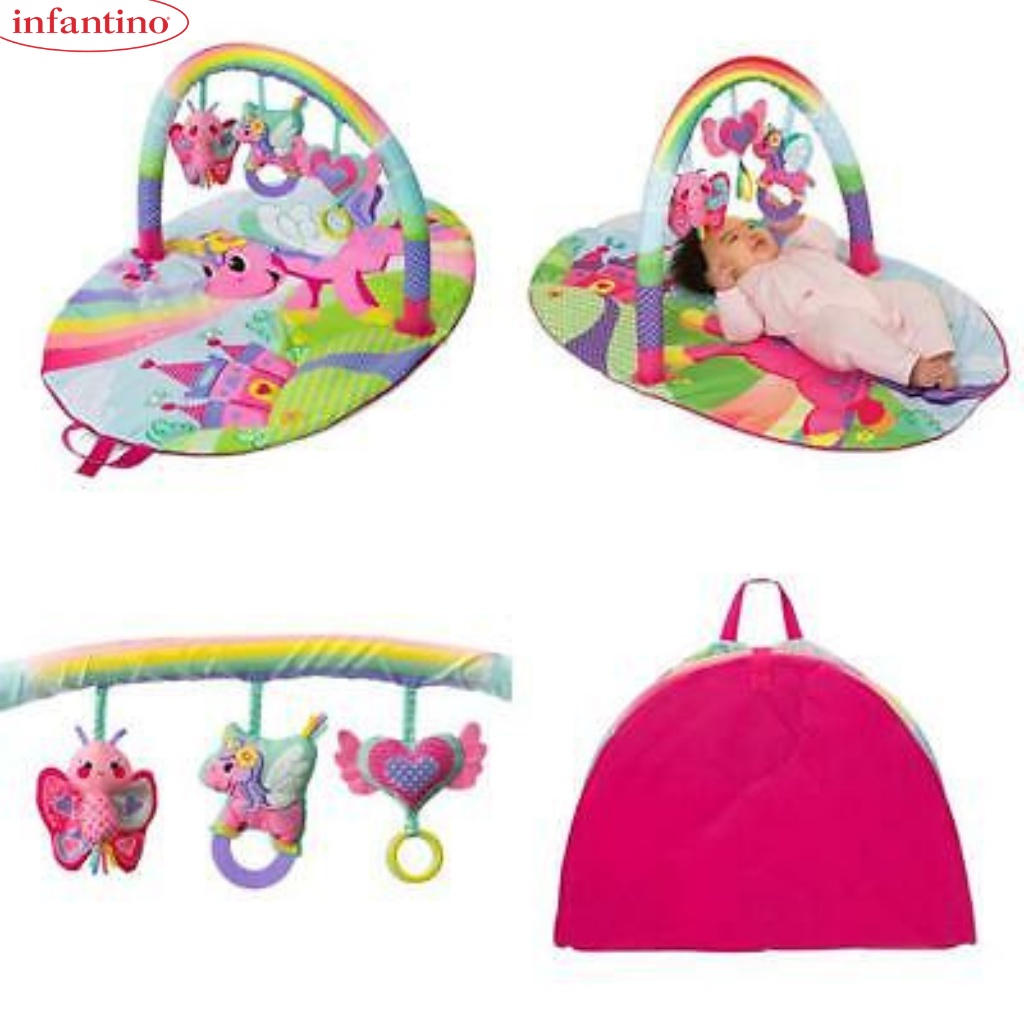 Thảm Chơi Cho Bé Sơ Sinh INFANTINO - Đồ Chơi Unicorn Gym Vận Động 4 Giác Quan Size To