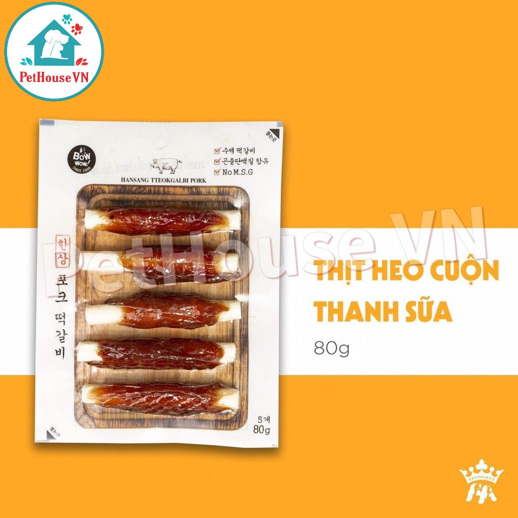 THỊT CUỘN THANH SỮA BOWWOW - Túi 80G Snack Bánh Thưởng Cho Chó Nhiều Vị Hàng Chính Hãng