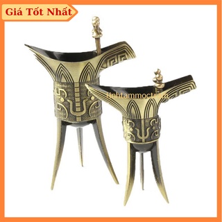 [Loại Đẹp] Chén Càn Long Cốc Đồng Ba Chân Ly Uống Rượu Tần Thủy Hoàng