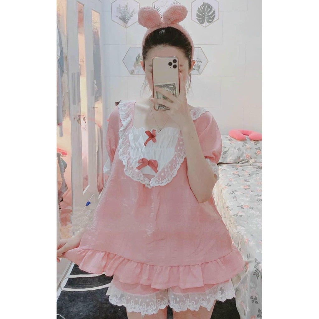 Bộ Mặc Nhà Nữ Dáng Tiểu Thư Dễ Thương, Chất Thun Cotton Mịn, [Ảnh Thật]   [FREESHIP] | BigBuy360 - bigbuy360.vn