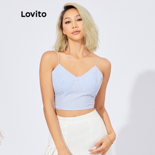 Lovito mỳ ý kẻ sọc đơn giản dây đeo cami top l22ed008