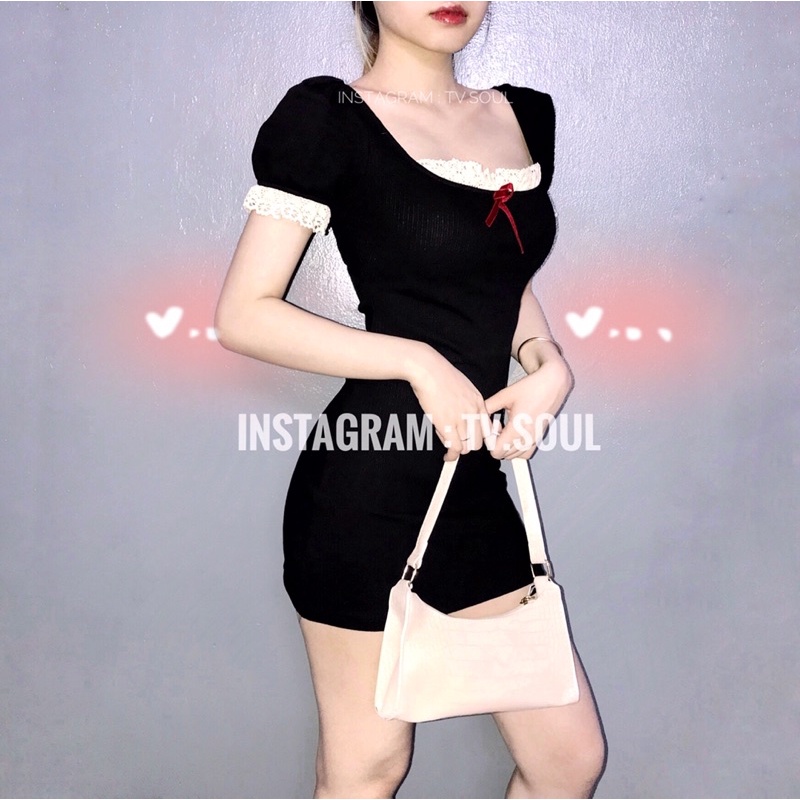 Đầm body tay phồng