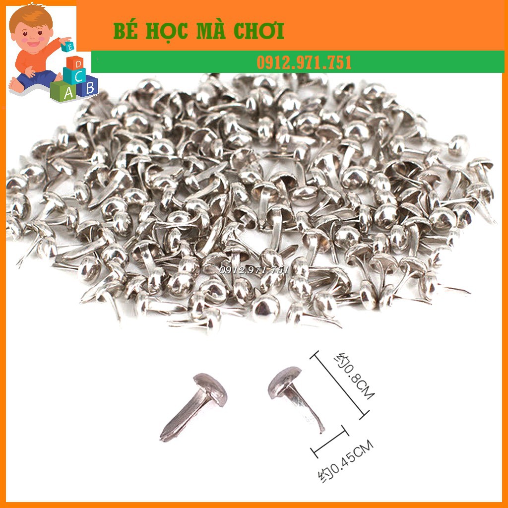 Set 100 đinh cánh phượng/ đinh ghim 2 chân làm học liệu, con rối