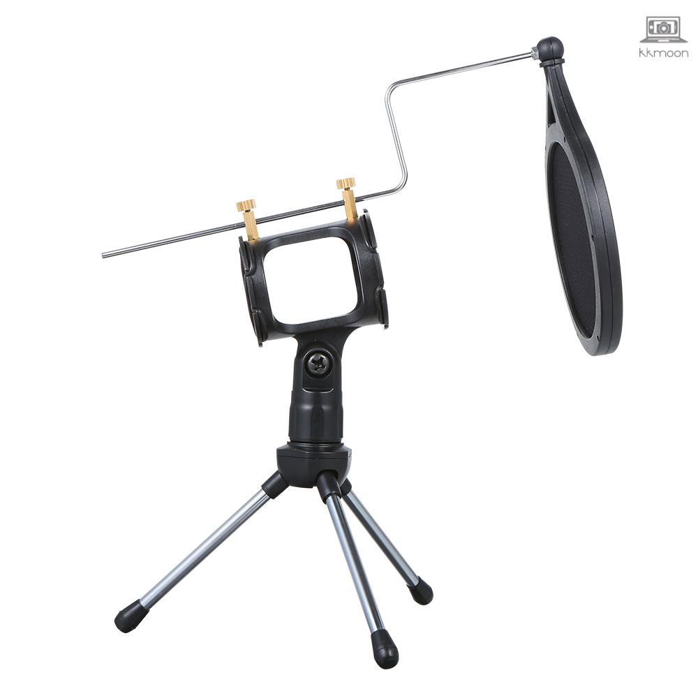 Micro điện dung có dây giắc cắm 3.5mm gắn PC/ điện thoại cho thu âm/ KTV/ Karaoke kèm chân đế