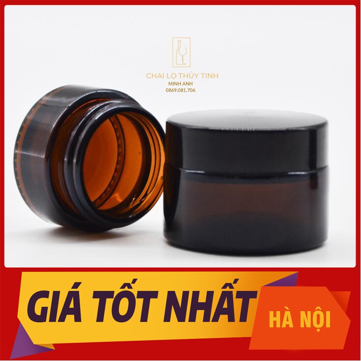 { Bán buôn/Bán sỉ}  Hũ Thủy Tinh Nâu 50gr/100gr - chai lọ chiết mỹ phẩm