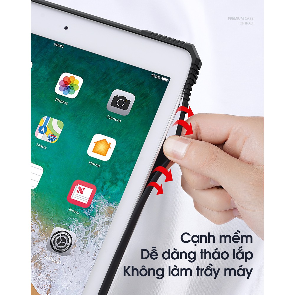 Bao da DUX DUCIS cho iPad 9.7 inch (2018/2017) / iPad Gen 6 - Mặt lưng trong nhám mờ, Góc chống sốc (DÒNG ICE)