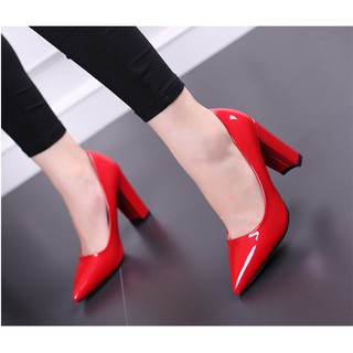Giày cao gót da bóng 9cm