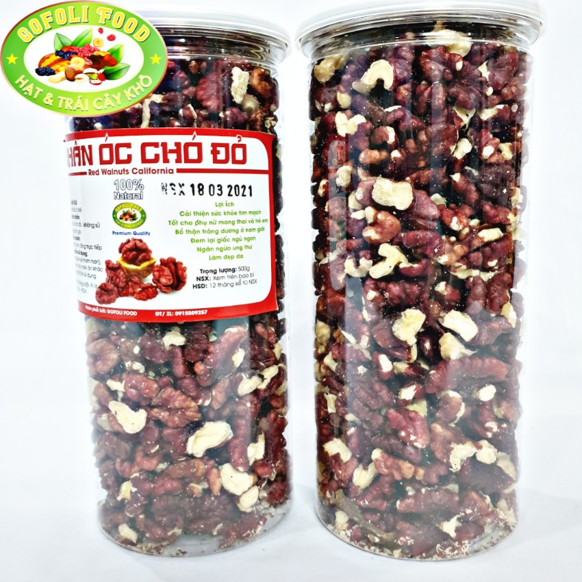 Nhân hạt óc chó đỏ Mỹ California loại ngon 250g, 500g/ Premium California red walnuts, raw, shelled, natural taste