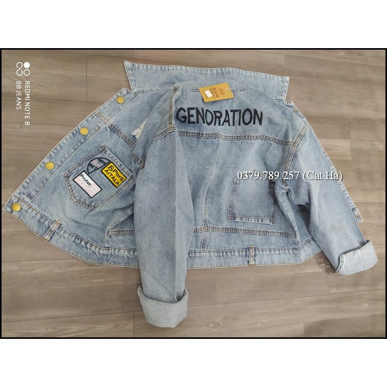 Aó khoác jean nữ xám xanh form dưới 58Kg Genoration hình thật BB16