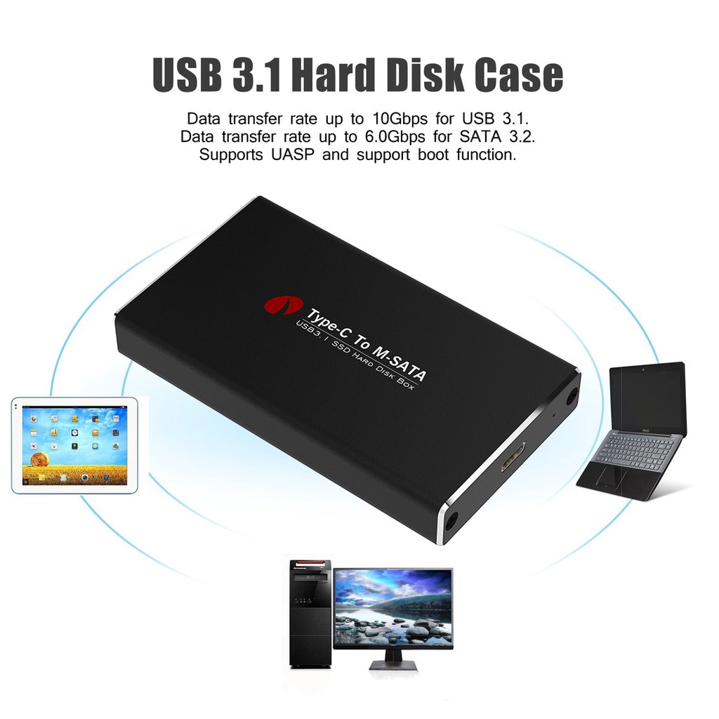 Hộp Đựng Ổ Cứng Ngoài Ssd Hdd Type-C Sang Msata Usb 3.1 Ốp | BigBuy360 - bigbuy360.vn