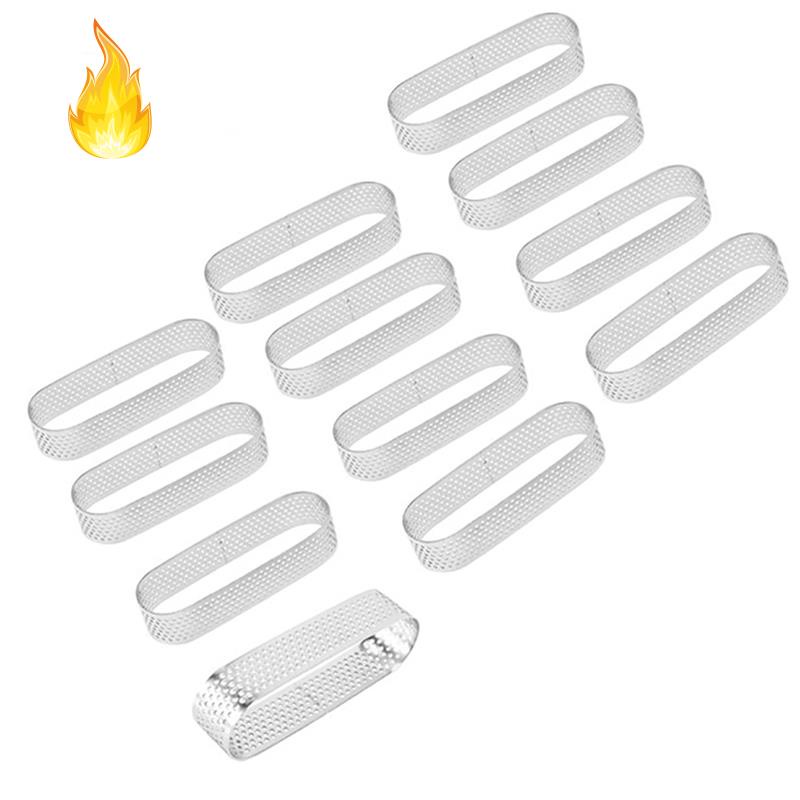 Set 12 Khuôn Làm Bánh Tart Hình Oval Bằng Thép Không Gỉ