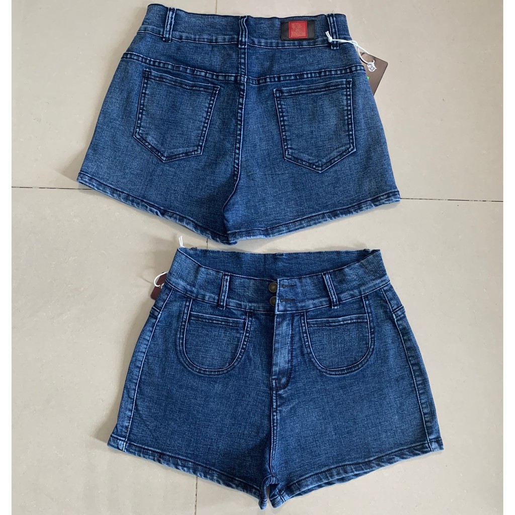 Quần short jean nữ Big Size lưng cao trên rốn, co dãn mạnh, lưng 2 nút phom rộng rãi dành cho người béo 60kg~90kg 3516