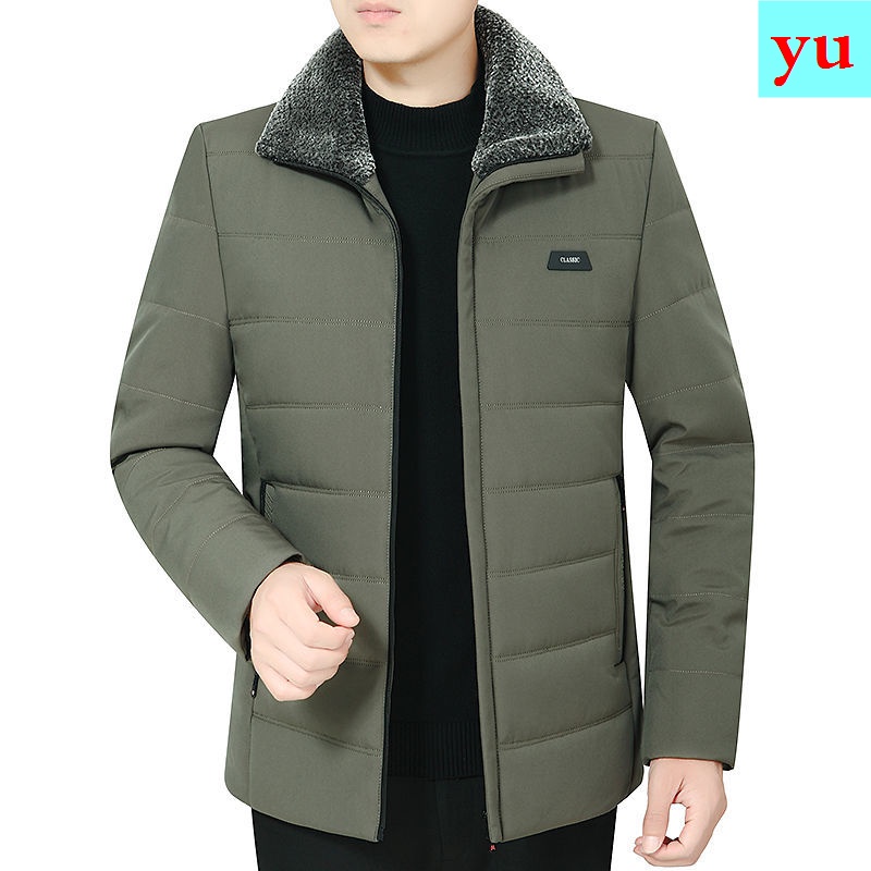 Áo Khoác Đệm Cotton Lông Cừu Dày Dặn Phong Cách Mới Mùa Đông Cho Nam Trung Niên 2021