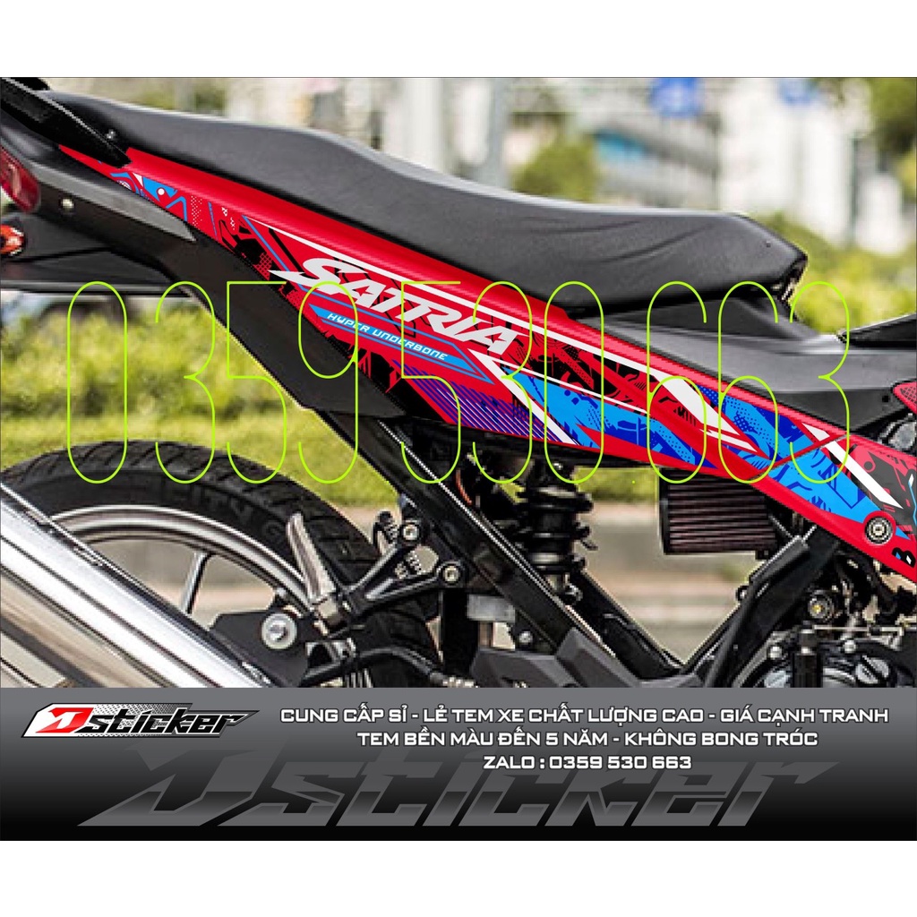 Tem Rời Dán Xe Raider FI Mẫu Samurai Đỏ Xanh Đen Mẫu Mới Cực Chất, Hàng 3 Lớp Chất Lượng Cao ,Team Decal