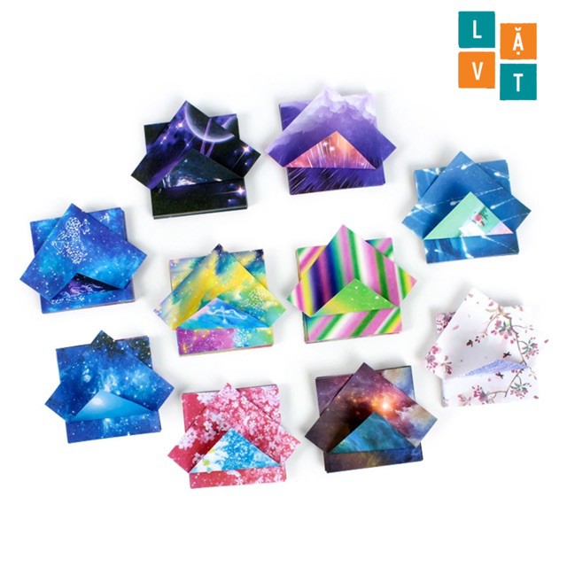 Giấy origami vuông 7 Cm nhiều mẫu lựa chọn - Giấy xếp hình, giấy gấp hạc 2 mặt để gấp giấy