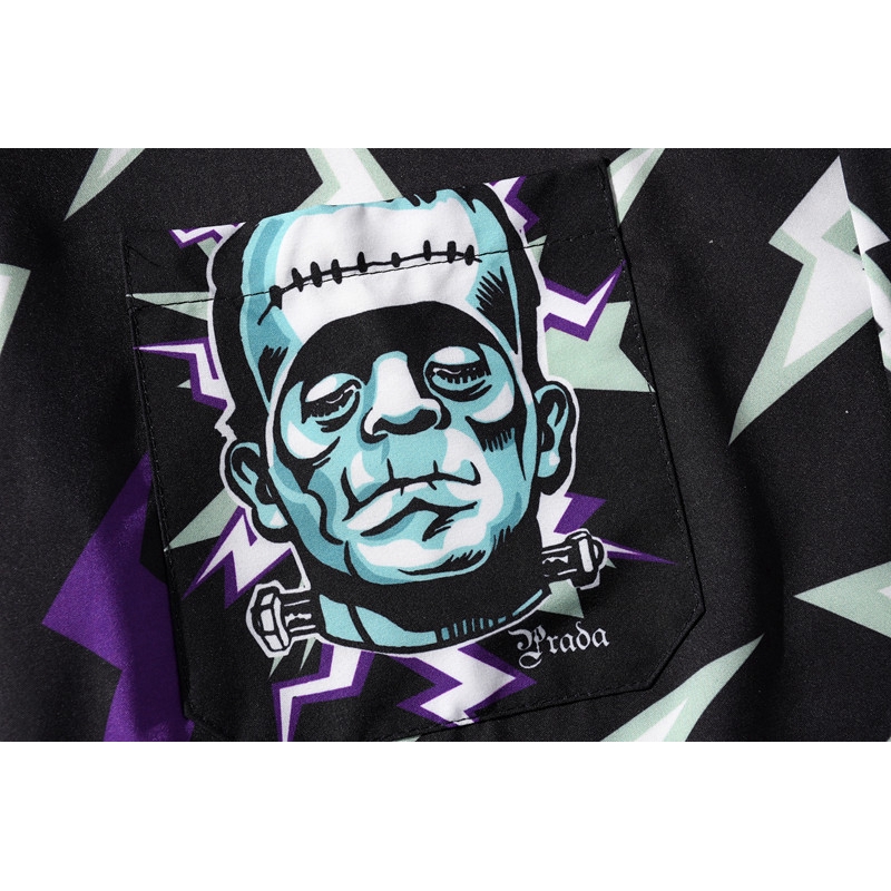 Áo Sơ Mi Tay Dài Dáng Rộng In Họa Tiết Tia Chớp Phong Cách Hip Hop Thời Trang Mùa Hè 2020 Cho Nam