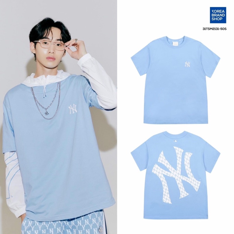 Áo thun cộc MLB lưng logo mono nghiêng