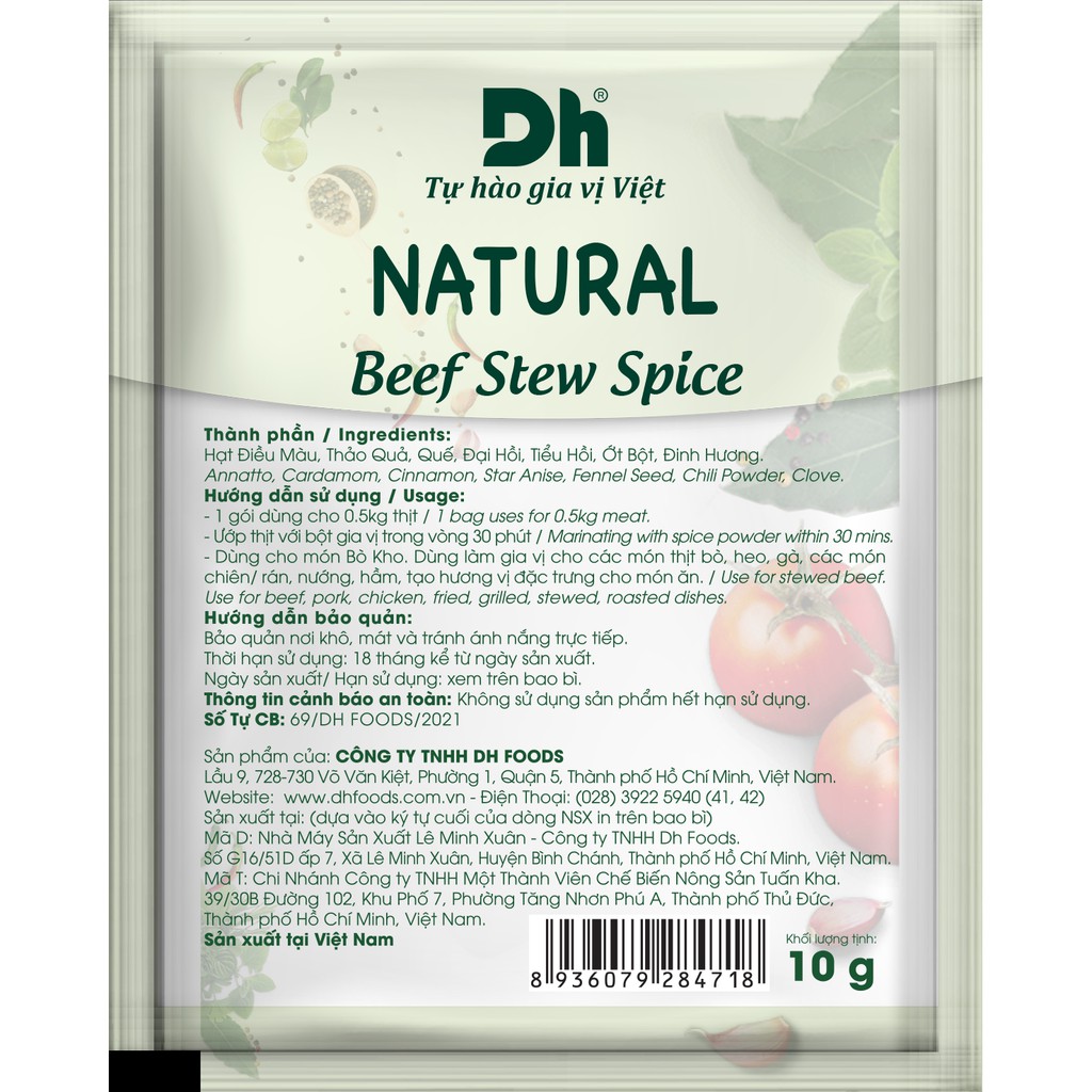 Gói NATURAL Gia Vị Nấu Bò Kho - Thương hiệu DH Foods