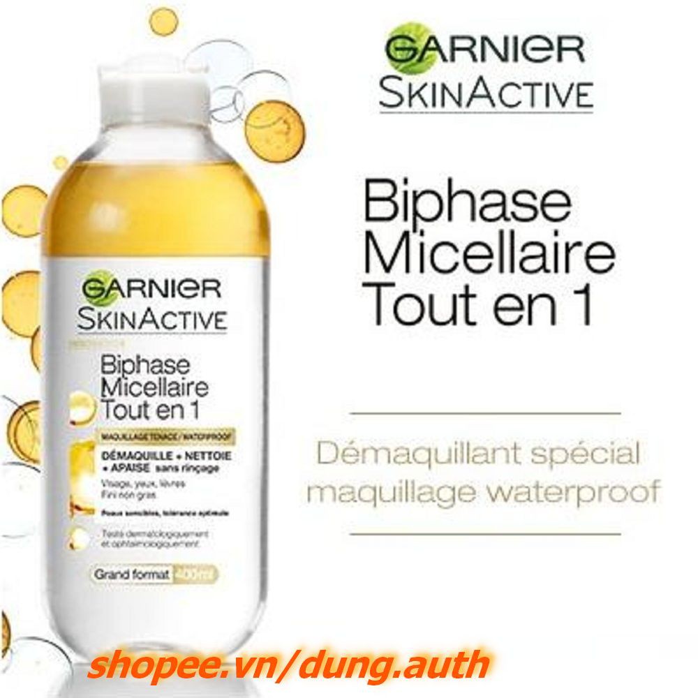 Tẩy trang Garnier SkinActive Biphase Micellaire Tout 1 dành cho hỗn hợp 400ml