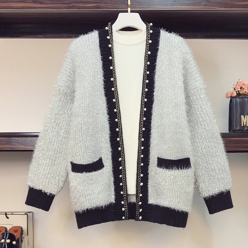 🌸Hàng Order🌸Áo Khoác Len Lông Đính Ngọc Viền Áo  Nữ Tính🌸Hàng Quảng Châu | BigBuy360 - bigbuy360.vn