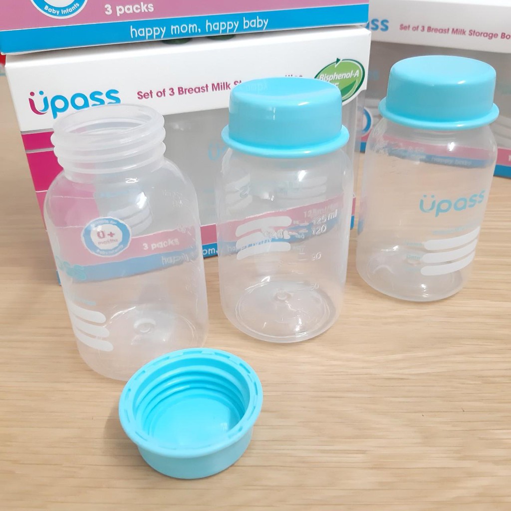 [Nguyên hộp] 3 bình trữ sữa mẹ Upass Thái Lan 125ml BPA free