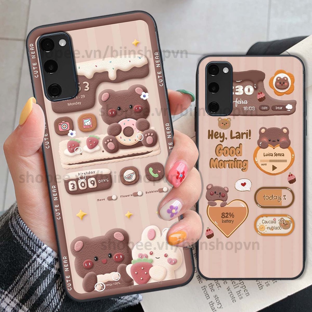 Ốp Samsung S20 Fe in 3D icon gấu nổi siêu xinh, siêu đáng yêu, cá tính phong cách