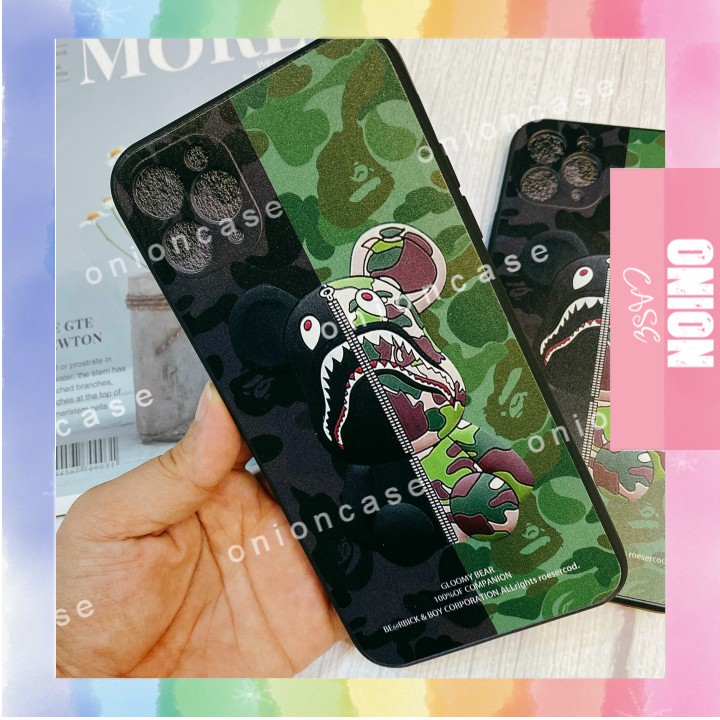 Ốp lưng iphone viền vuông hình GẤU XANH ĐEN siêu cute 6s plus/6/7/7plus/8/8plus/x/xs/xsmax/11/11pro/11promax/12/12promax