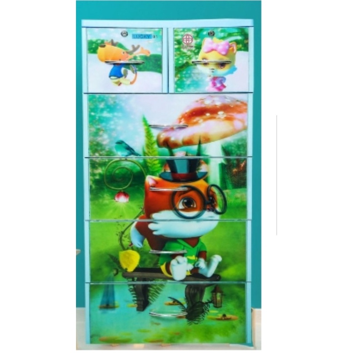 Tủ nhựa Lucky 3D 5 tầng Việt Nhật 69.2cm* 47.5cm*128.3cm